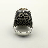 Turkish Handmade Ottoman Style Men's Ring - 925 Sterling Silver Black Onyx Stone - Unique Gift for Him