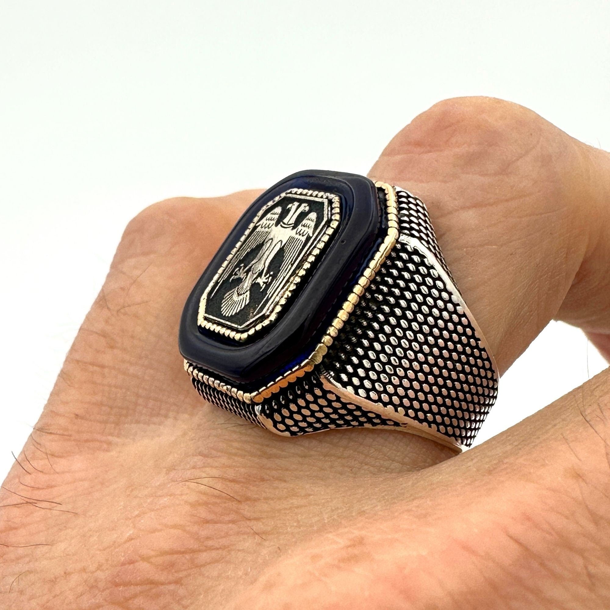 Men's Double Head Turkish Sultan's Signature Seljuk State Handmade Ring