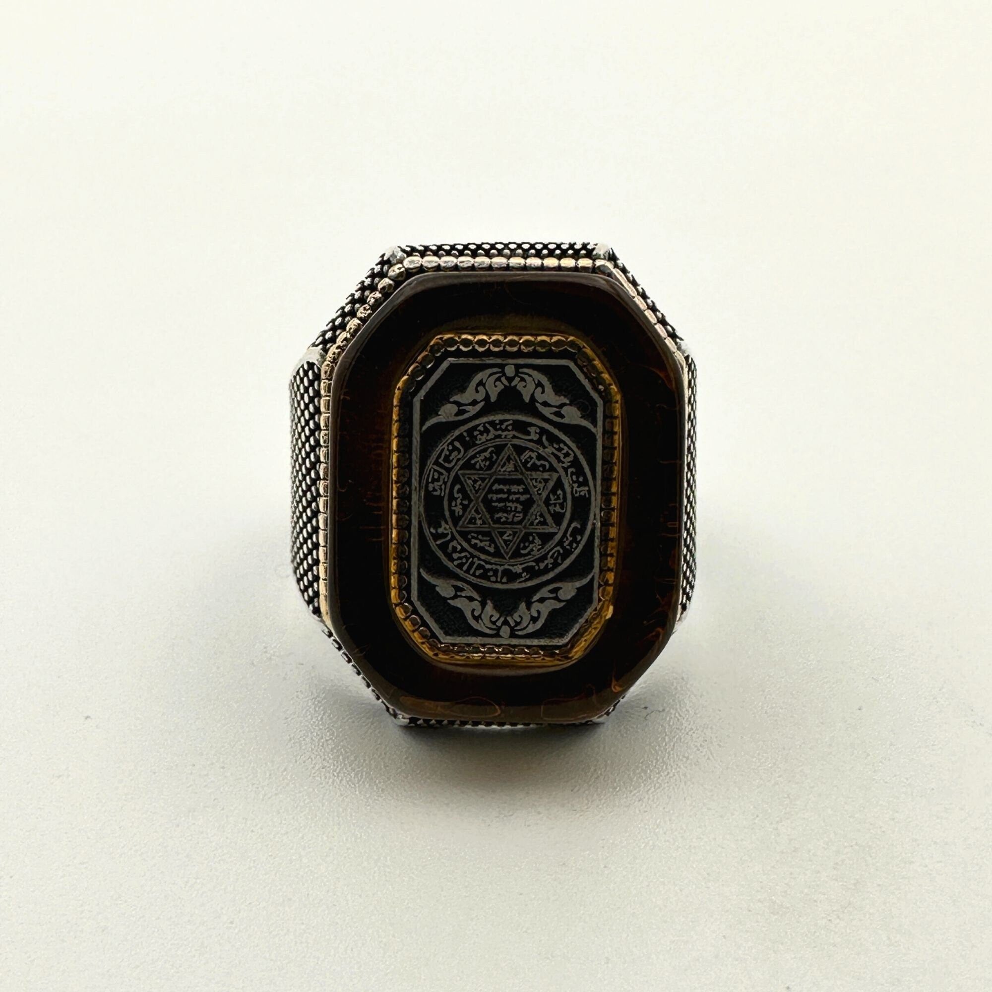 Men's Double Head Eagle Selcuklu Design Silver Ring