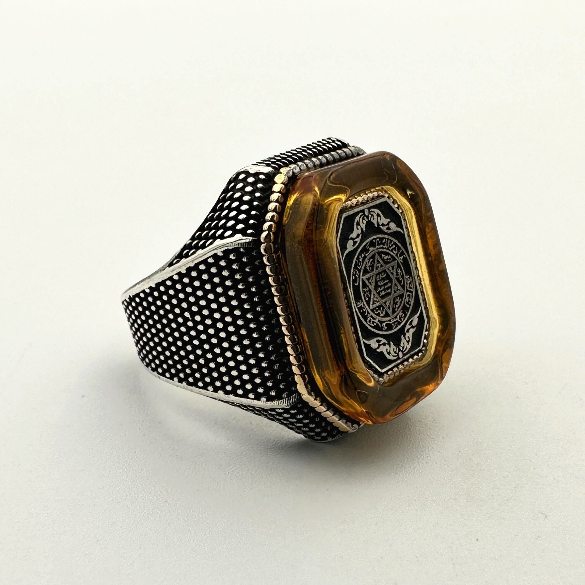 Men's Double Head Eagle Selcuklu Design Silver Ring