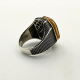 Men's Double Head Eagle Selcuklu Design Silver Ring