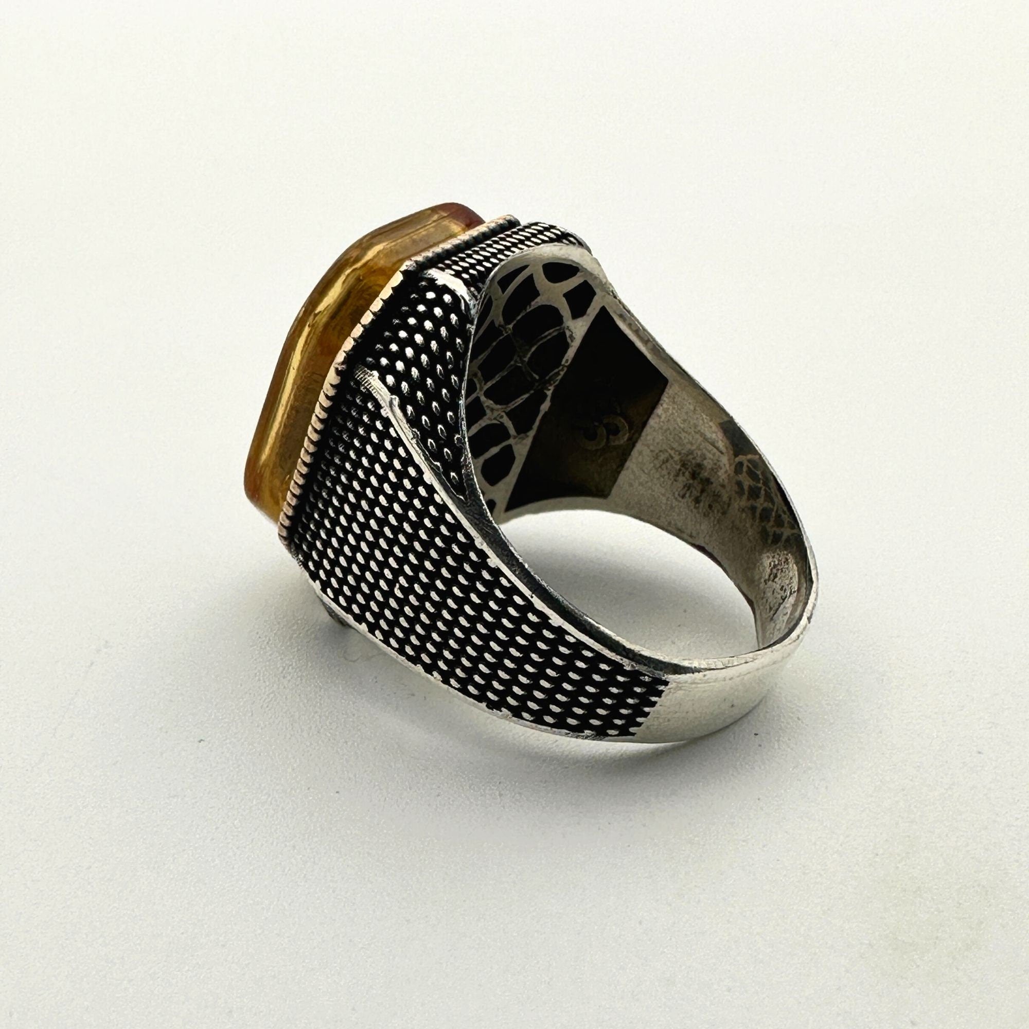 Men's Double Head Eagle Selcuklu Design Silver Ring