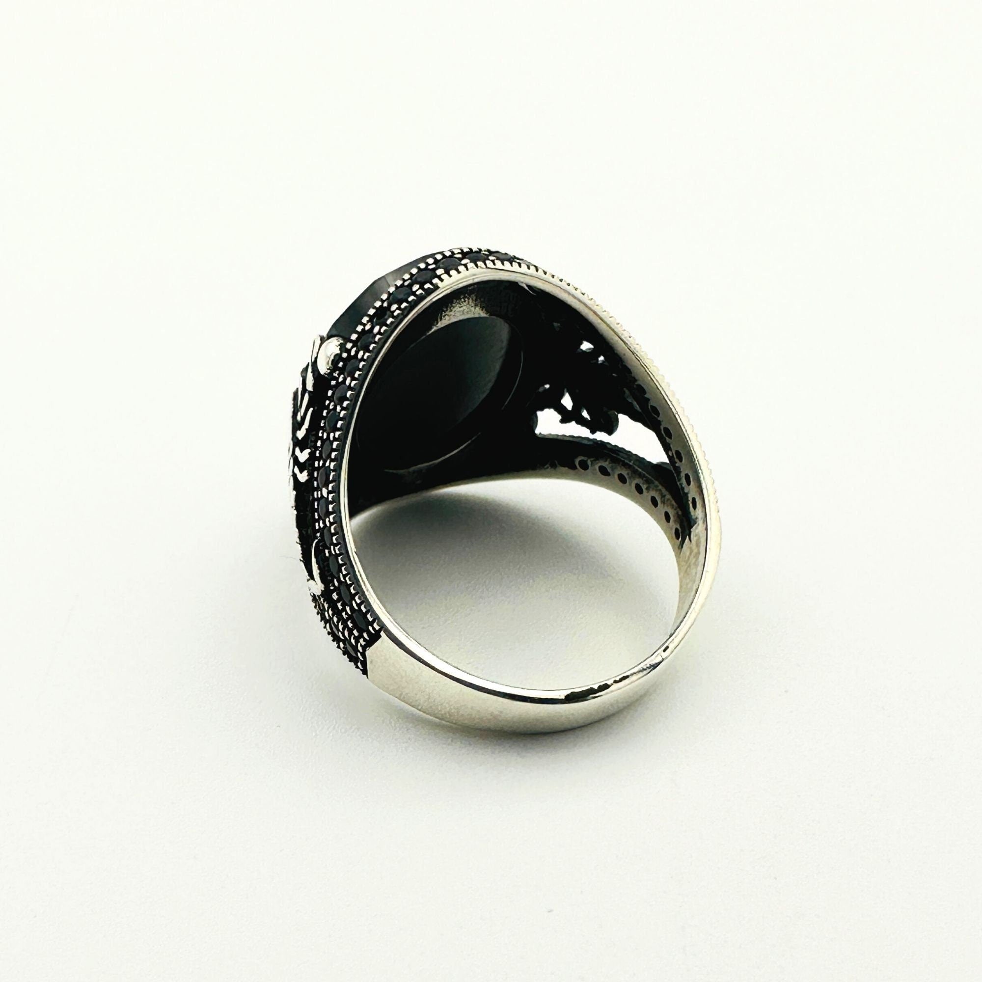Handmade Sterling Silver Scorpion Ring for Men | Black Onyx & Zircon | Turkish Artisan Jewelry