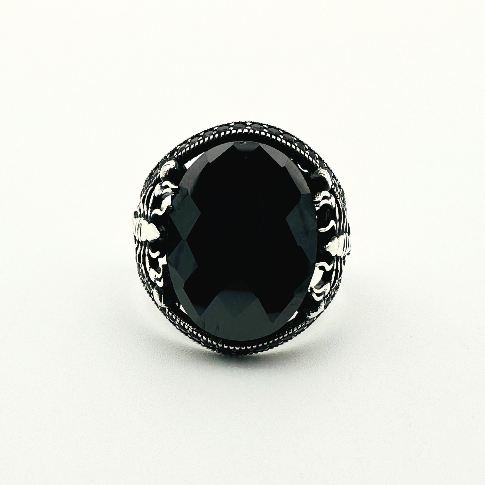 Handmade Sterling Silver Scorpion Ring for Men | Black Onyx & Zircon | Turkish Artisan Jewelry