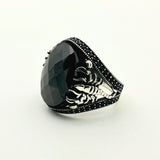 Handmade Sterling Silver Scorpion Ring for Men | Black Onyx & Zircon | Turkish Artisan Jewelry