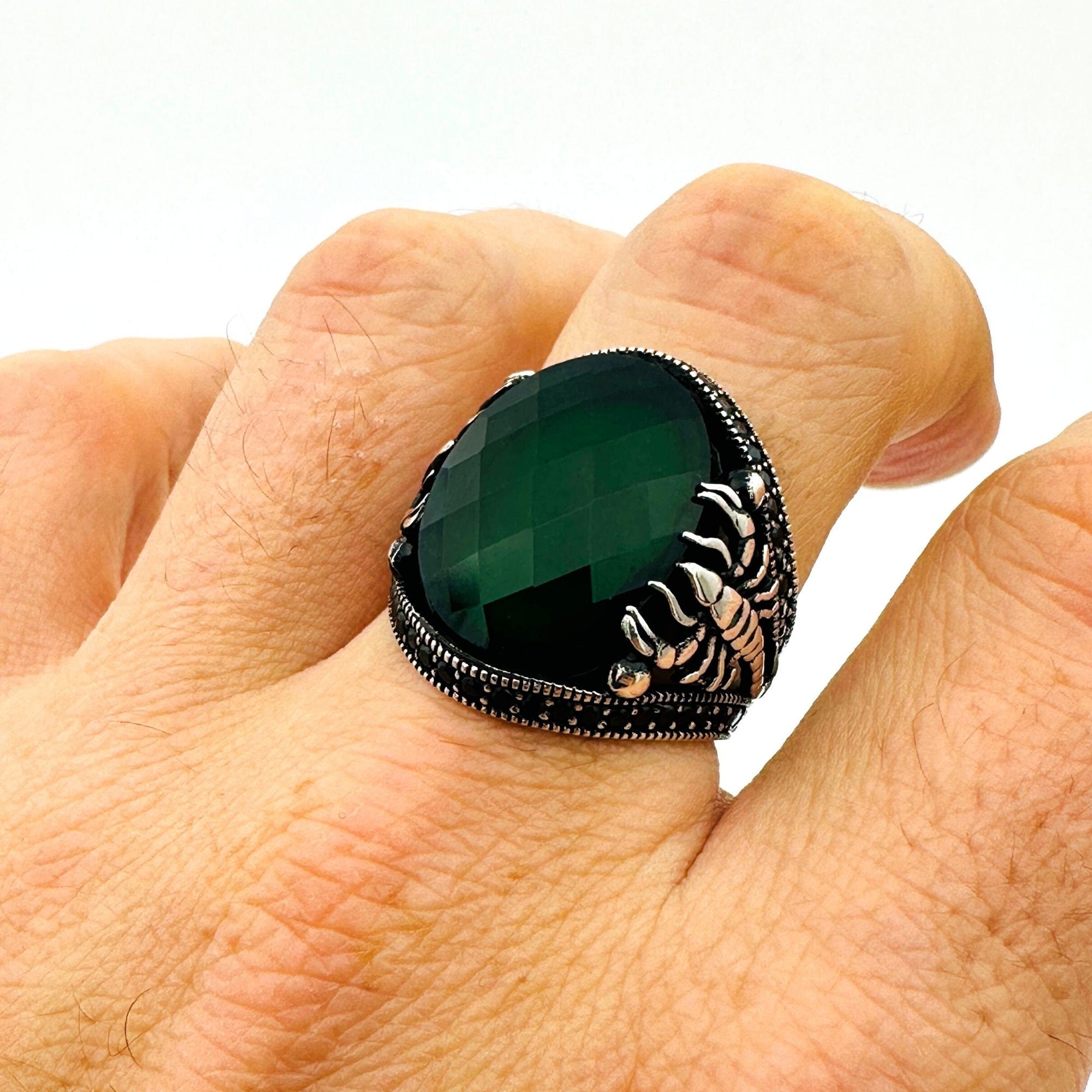 Scorpion Detailed Silver Men's Ring