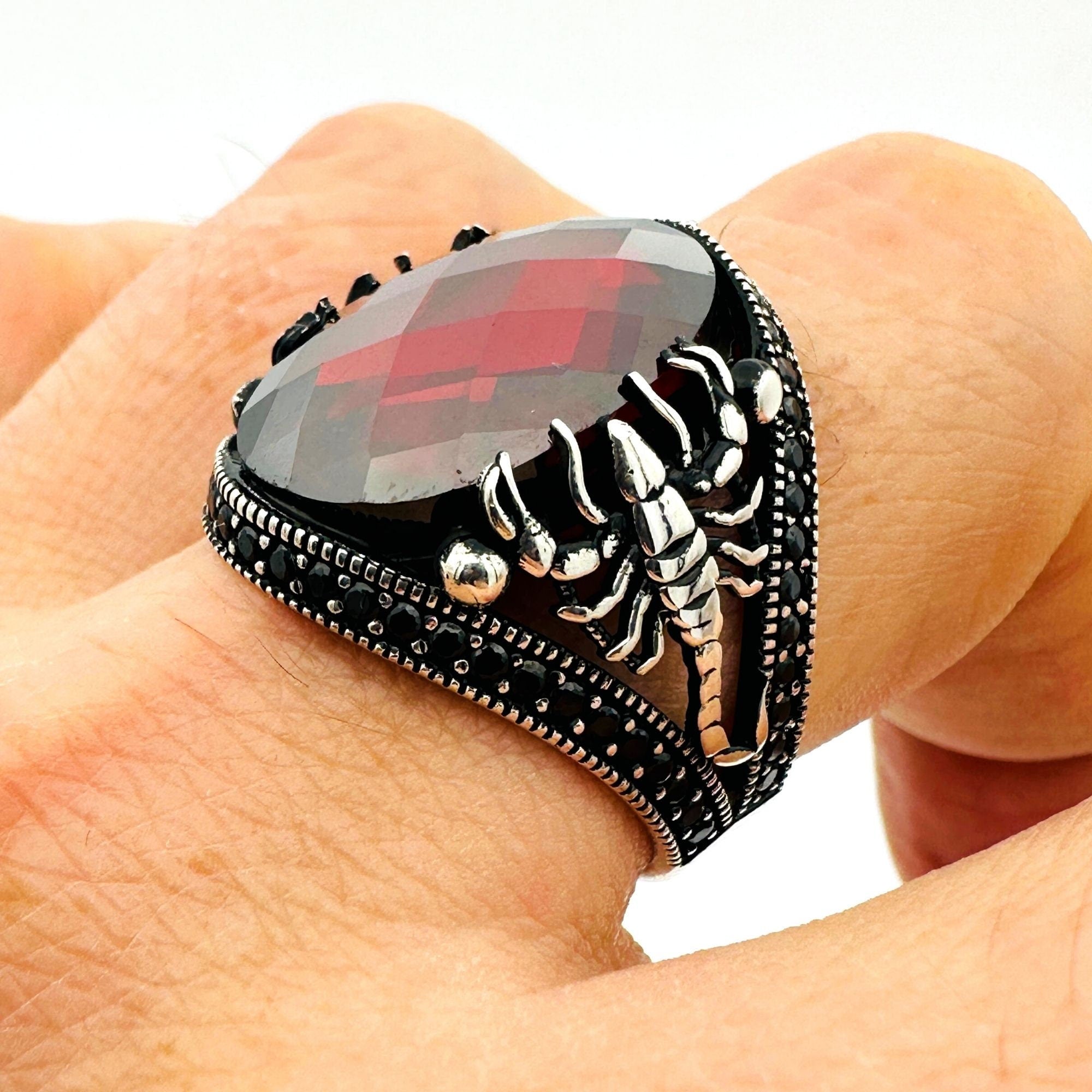 Scorpion Detailed Silver Men's Ring