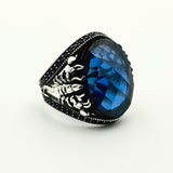 خاتم رجالي فضي بتفاصيل العقرب