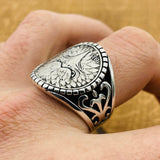 Eagle Face Model Silver Men's Ring