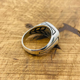 خاتم تركي يدوي الصنع للرجال من الفضة الإسترلينية 925 بشكل مستطيل مع الفيروز الأزرق - هدية له