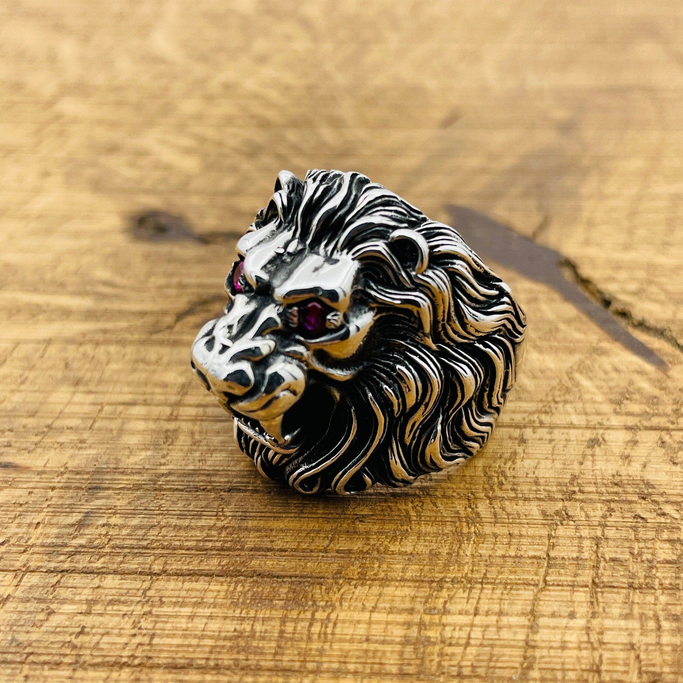 Handcrafted Men's 925 Sterling Silver Lion Ring – Bold Statement & African-Inspired Jewelry Gift
