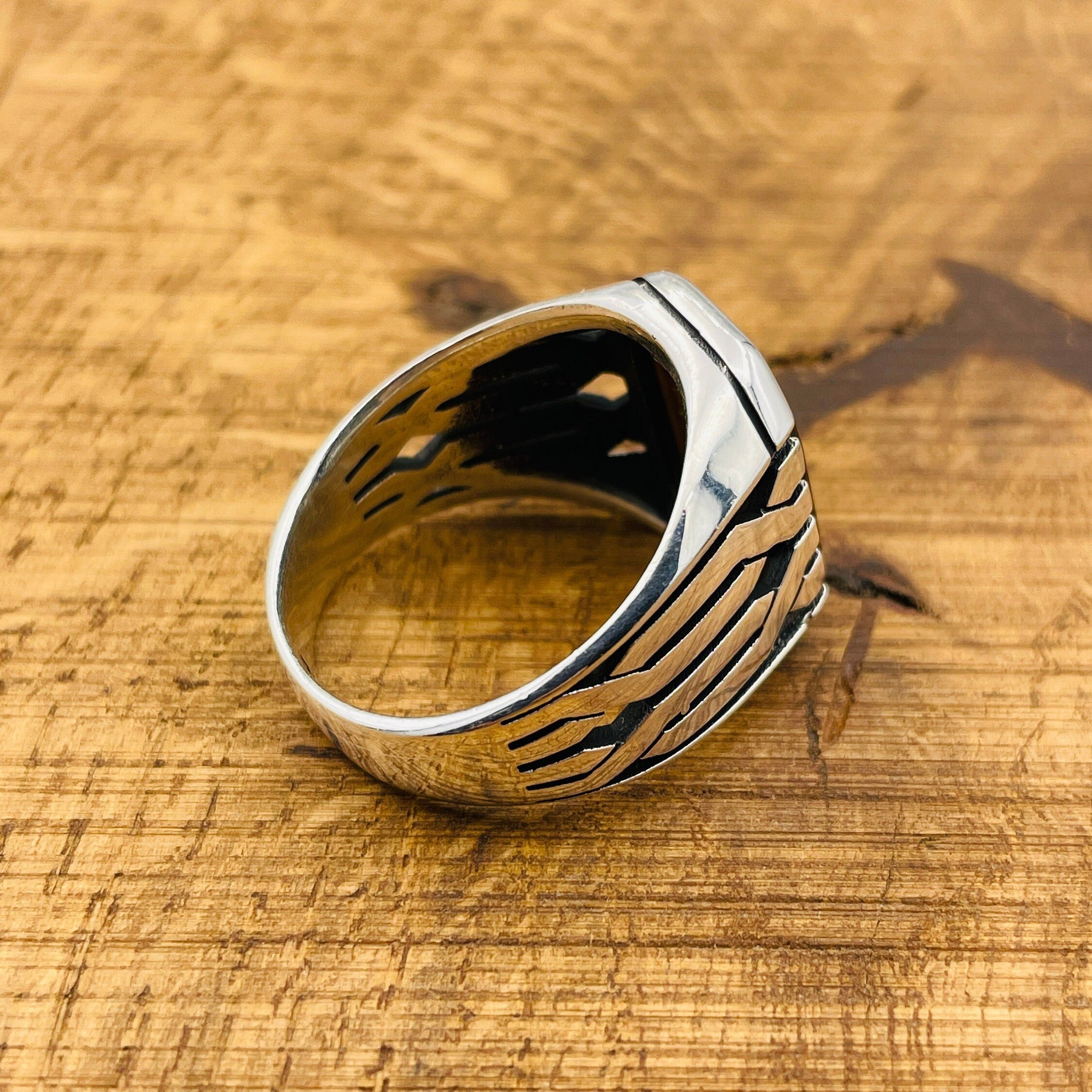 Men's Handmade Sterling Silver Tiger Eye Ottoman Ring | Turkish Artisan Statement Jewelry