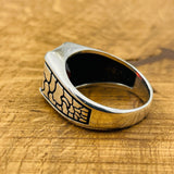 خاتم لغز رجالي من الفضة الإسترلينية التركية المصنوع يدويًا مع حجر الياقوت