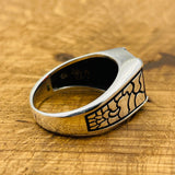 خاتم لغز رجالي من الفضة الإسترلينية التركية المصنوع يدويًا مع حجر الياقوت