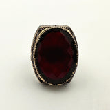 ハンドメイド メンズ レッドジルコンストーン シルバーリング