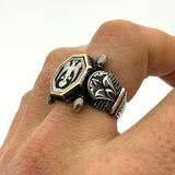 Square Black Onyx Gemstone Silver Ring