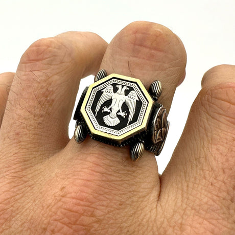 Vierkante Zwarte Onyx Edelsteen Zilveren Ring