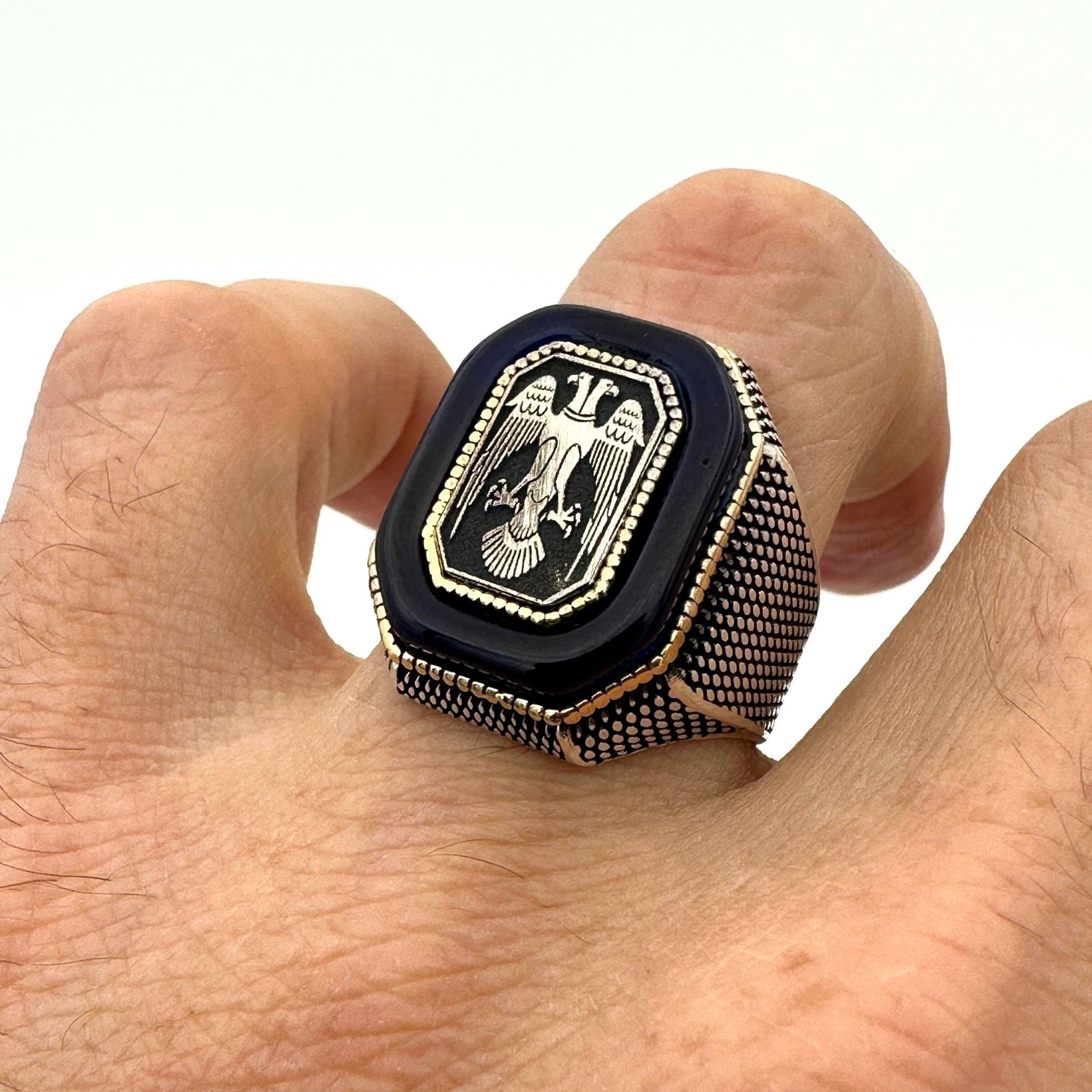 Men's Double Head Turkish Sultan's Signature Seljuk State Handmade Ring