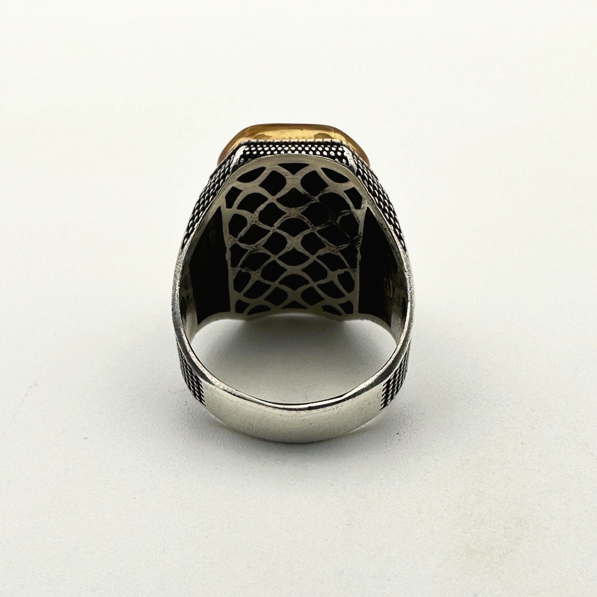 Men's Double Head Eagle Selcuklu Design Silver Ring