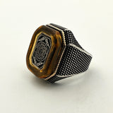 Men's Double Head Eagle Selcuklu Design Silver Ring
