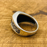 خاتم فضة بحجر زركون أزرق مصنوع يدويًا للرجال