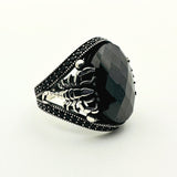 Handmade Sterling Silver Scorpion Ring for Men | Black Onyx & Zircon | Turkish Artisan Jewelry