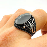 Handmade Sterling Silver Scorpion Ring for Men | Black Onyx & Zircon | Turkish Artisan Jewelry