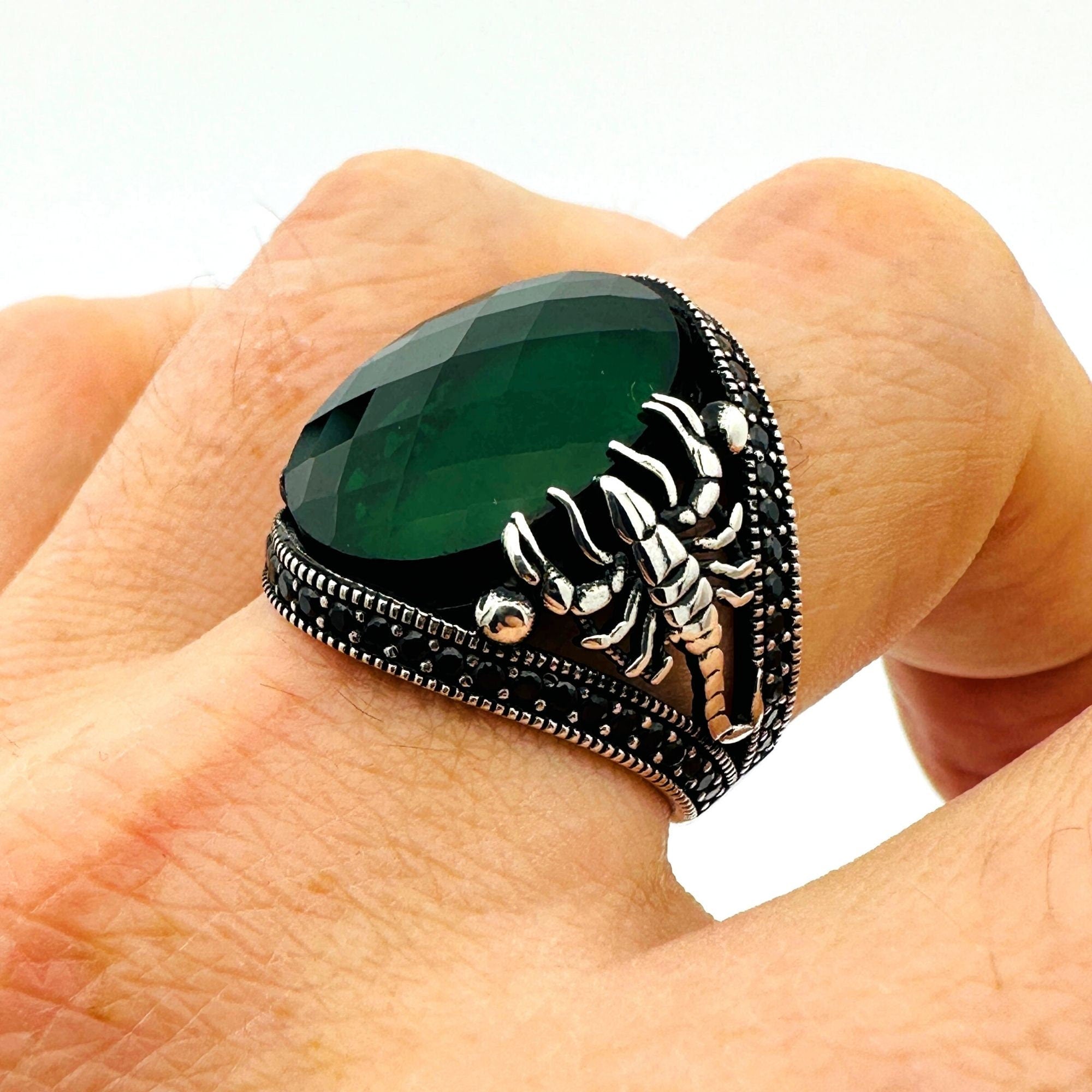 Scorpion Detailed Silver Men's Ring