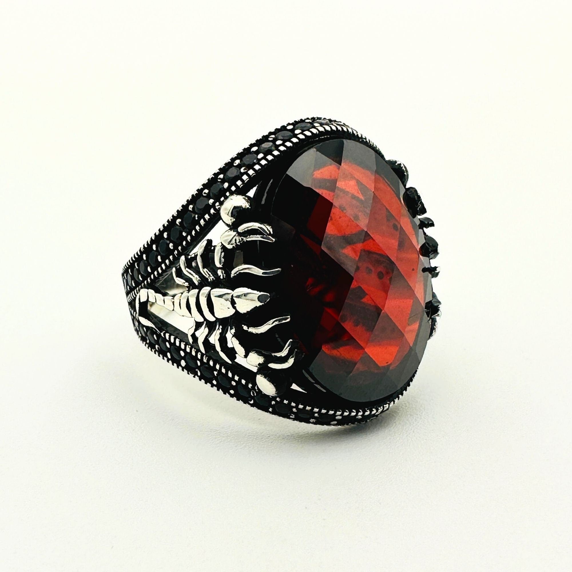 Scorpion Detailed Silver Men's Ring