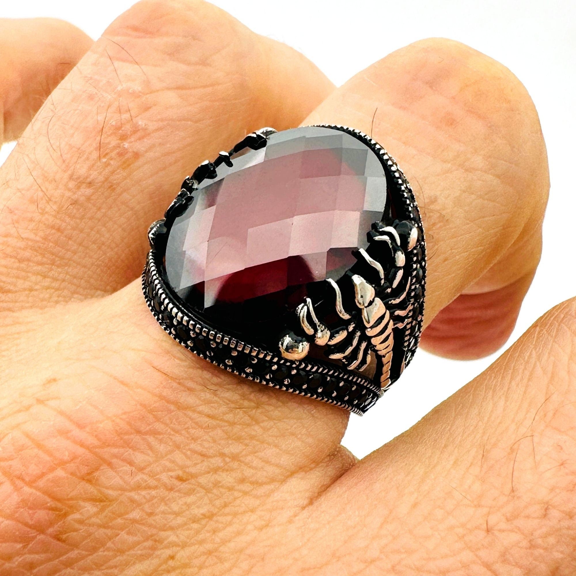 Scorpion Detailed Silver Men's Ring