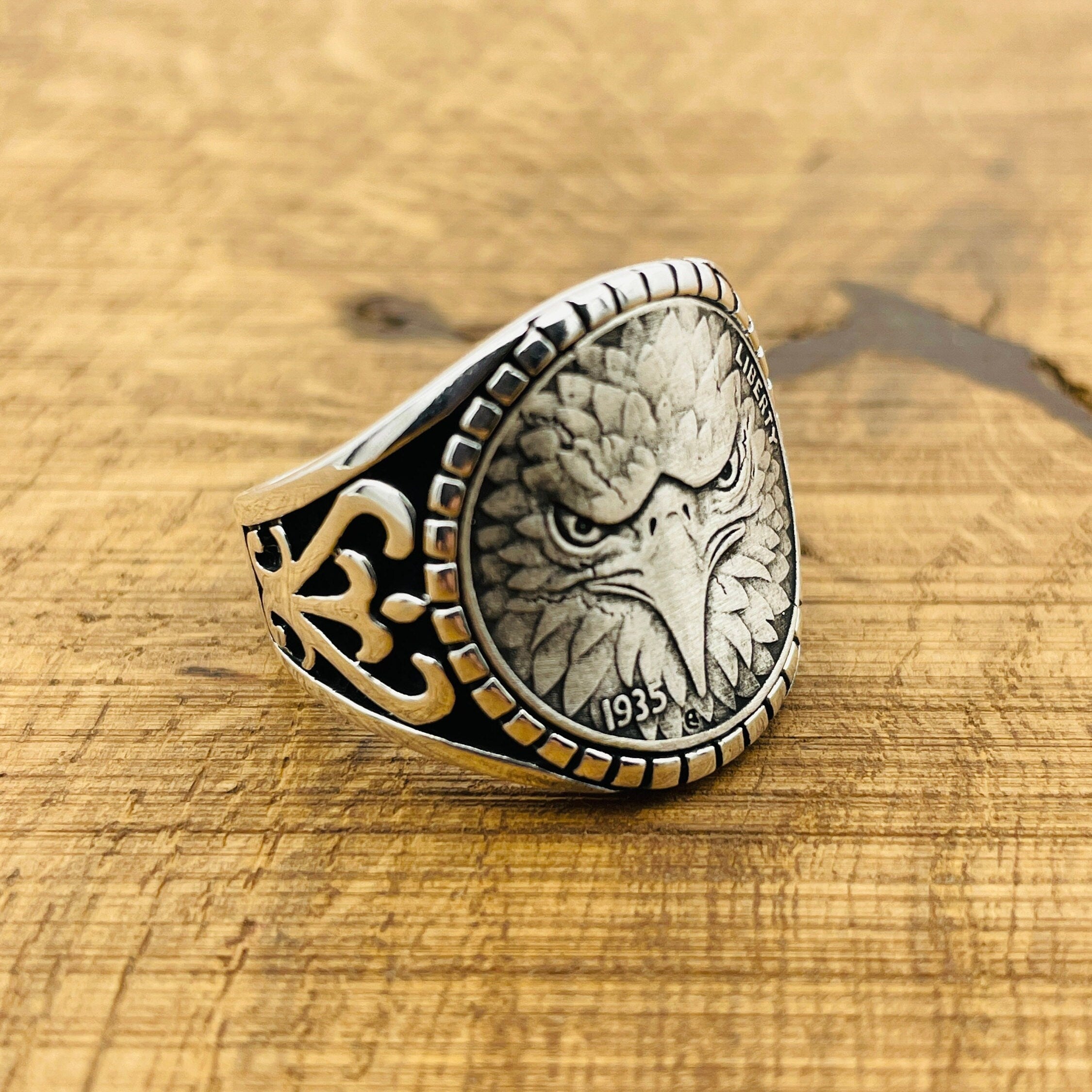Eagle Face Model Silver Men's Ring