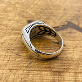 Men's Handcrafted 925 Sterling Silver White Turquoise Rectangle Ring - Unique Gift for Him