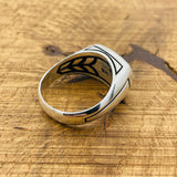 Men's Handcrafted 925 Sterling Silver White Turquoise Rectangle Ring - Unique Gift for Him