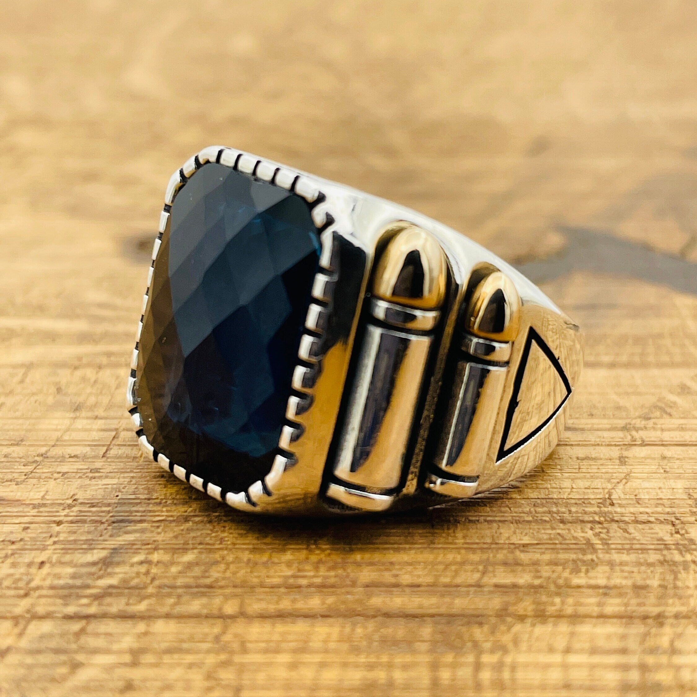Sapphire Square Stone Men's Ring