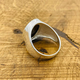 Brown Tiger's Eye Oval Stone Men's Silver Ring