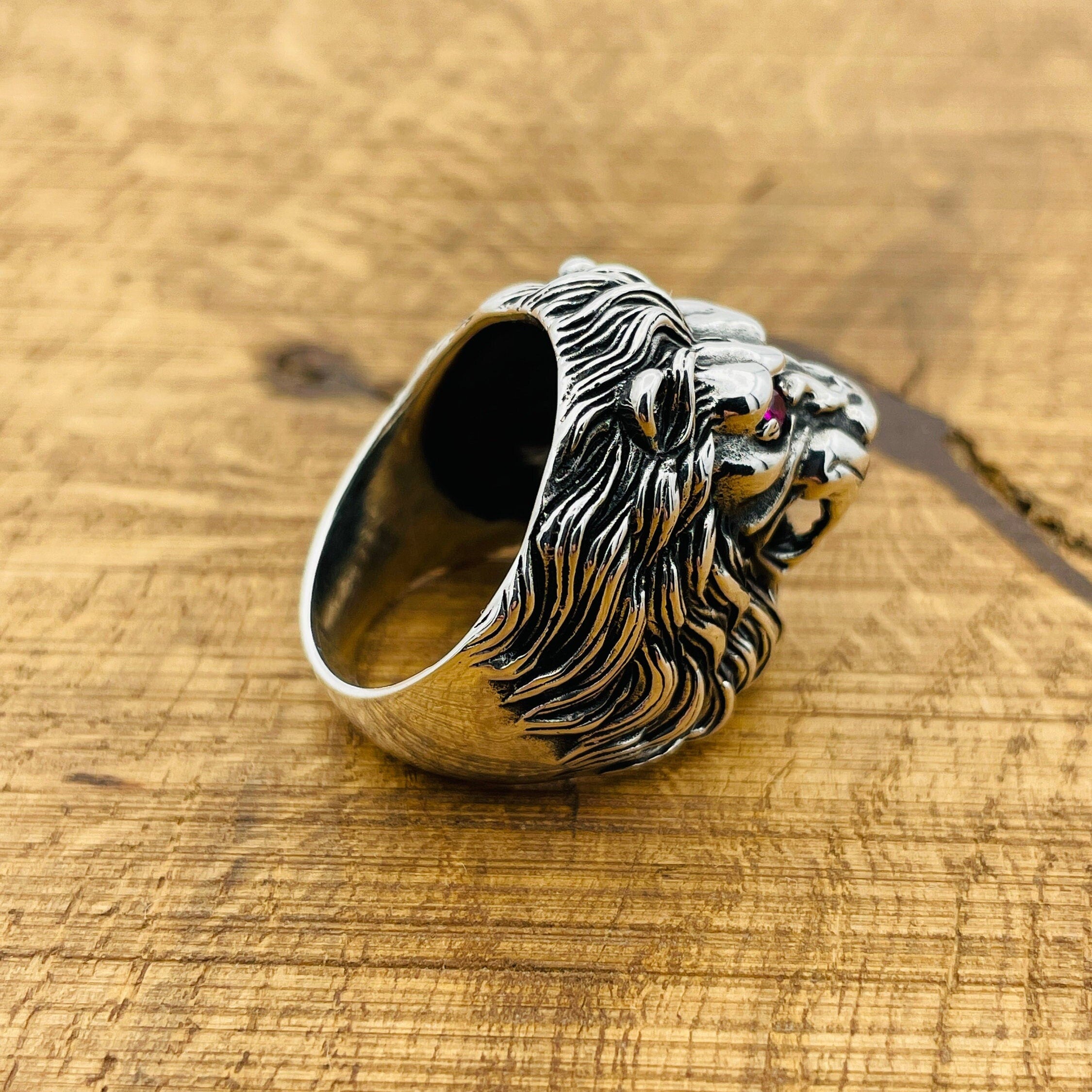 Handcrafted Men's 925 Sterling Silver Lion Ring – Bold Statement & African-Inspired Jewelry Gift