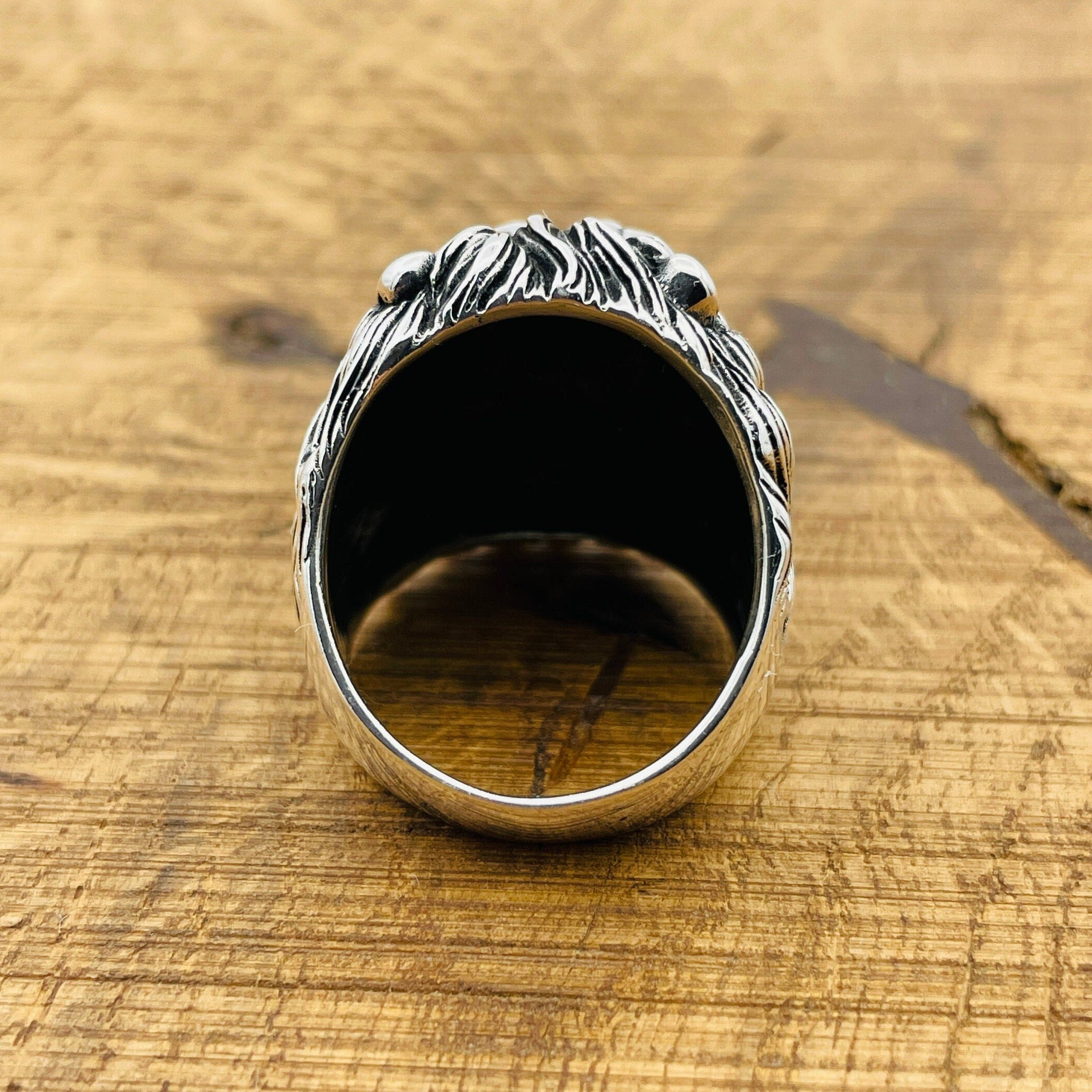 Handcrafted Men's 925 Sterling Silver Lion Ring – Bold Statement & African-Inspired Jewelry Gift