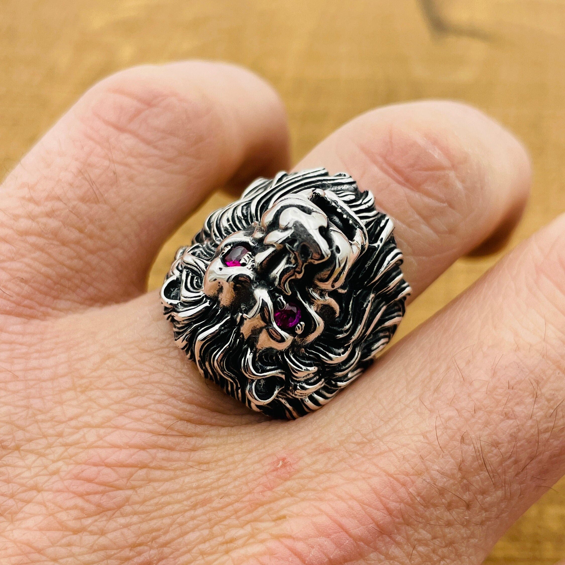 Handcrafted Men's 925 Sterling Silver Lion Ring – Bold Statement & African-Inspired Jewelry Gift