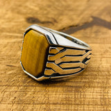 Men's Handmade Sterling Silver Tiger Eye Ottoman Ring | Turkish Artisan Statement Jewelry