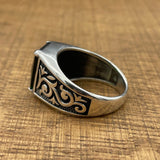 خاتم فضة بحجر الزمرد الأخضر للرجال