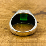 Minimalist Square Green Emerald Stone Men's Ring