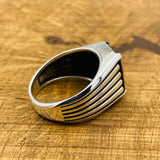 خاتم فضة بحجر العقيق الأسود للرجال