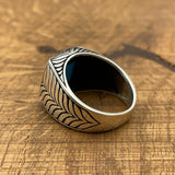 خاتم رجالي من الفضة الإسترلينية 925 مصنوع يدويًا مع الفيروز