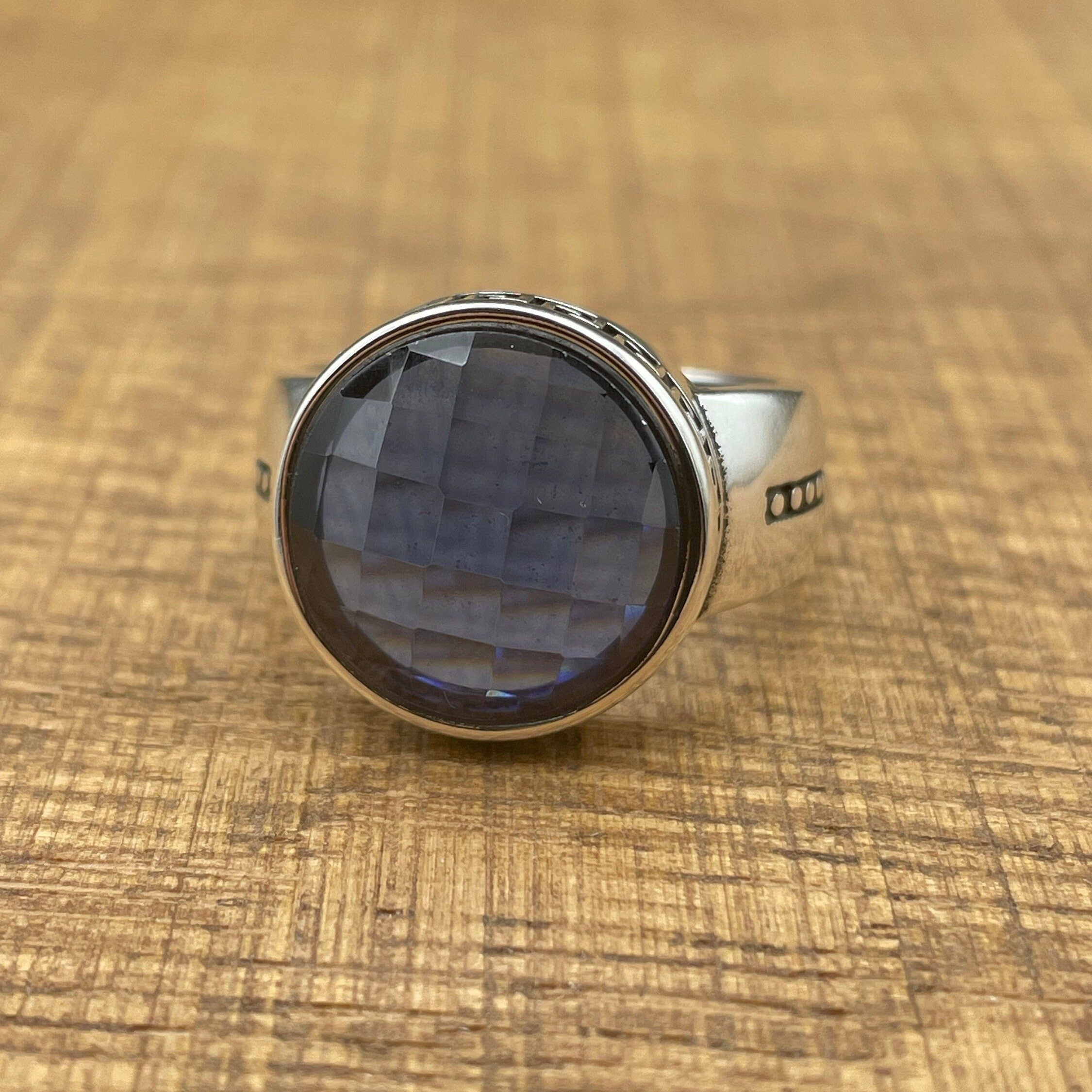 Handmade 925 Sterling Silver Oval Blue Zircon Ring for Men & Women | Minimalist Unisex Gift