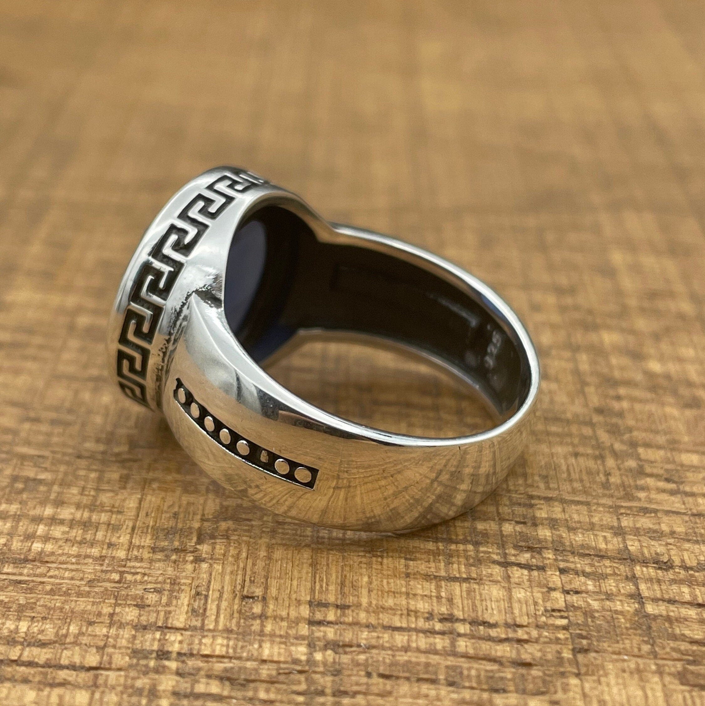 Handmade 925 Sterling Silver Oval Blue Zircon Ring for Men & Women | Minimalist Unisex Gift