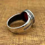 خاتم بيضاوي من العقيق الأحمر من الفضة الإسترلينية 925، يدوي الصنع، بسيط، للجنسين - هدية أنيقة وعصرية