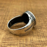 خاتم فضة استرليني 925 بيضاوي الشكل من الأونيكس الأسود المصنوع يدوياً - مجوهرات بيان للجنسين