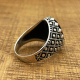 Handmade Sterling Silver Men's Ottoman Oval Black Onyx Ring
