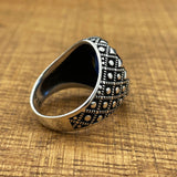 Handcrafted Ottoman Style Men's 925 Sterling Silver Ring with Oval Blue Zircon Stone - Elegant Gift for Him