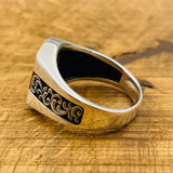 Authentic Handcrafted Men's Red Agate Square Ring | Ottoman Style 925 Sterling Silver Gemstone Jewelry